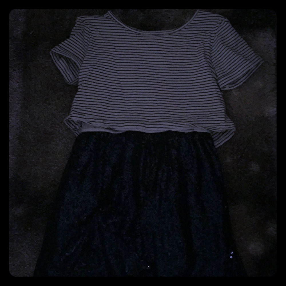 A black and white dress top